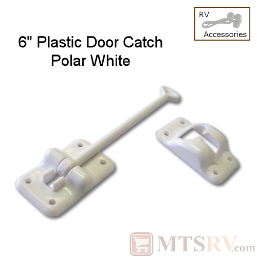 PLASTIC Polar White 6" Length Standard T-Style Door Catch - SINGLE