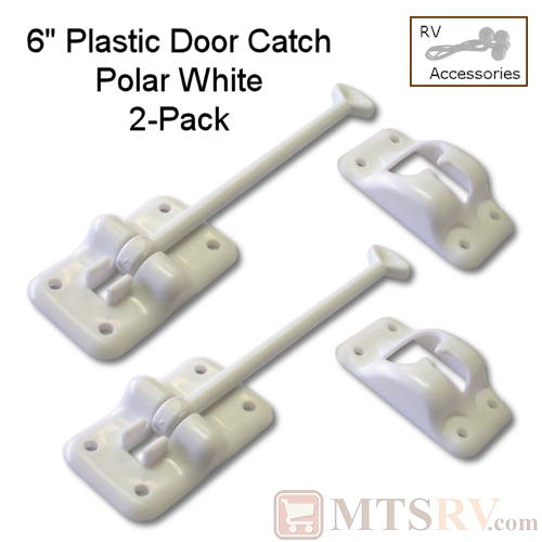 PLASTIC Polar White 6" Length Standard T-Style Door Catch - 2-PACK