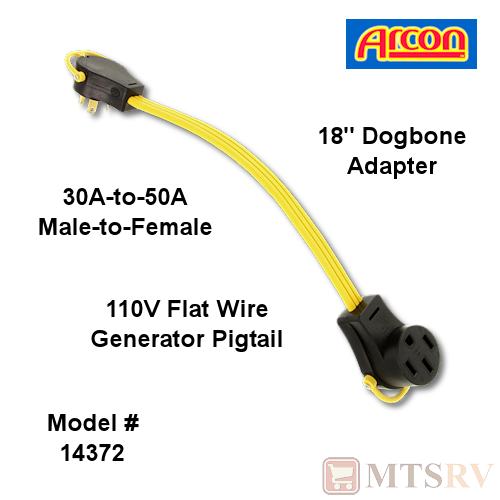 Arcon 30A-to-50A (M/F) 18" Dogbone Adapter