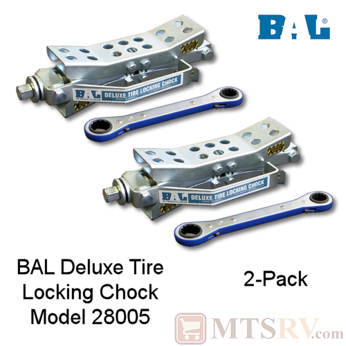 BAL Deluxe Metal RV & Trailer Locking Wheel Chock w/Ratchet - 2-Pack - Model 28005