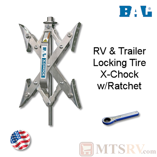 BAL X-Chock Deluxe Tire Locking Metal Wheel Chock w/Ratchet - Single - Model 28010 - USA Made