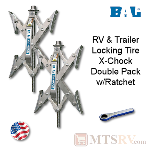 BAL X-Chock Deluxe Tire Locking Metal Wheel Chock w/Ratchet - Double Pack - Model 28012 - USA Made