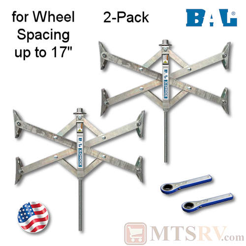 BAL X-Chock X-Tended Fit RV & Trailer Tire Locking Wheel Chock - Extends up to 17" - 2-PACK - Model 28014