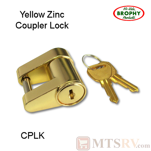 CR Brophy Trailer Coupler Lock - Yellow Zinc-Plated Steel - Model CPLK - RV - NEW