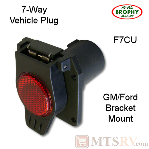 CR Brophy 7-Way Bracket Mount OEM Vehicle Plug W/Reflector - Blade Style - GM/Ford Truck End - Model F7CU