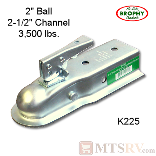 CR Brophy Model K225 3.5K Trailer Tongue Coupler - 2" Ball x 2.5" Channel - 3500 lb. Rated