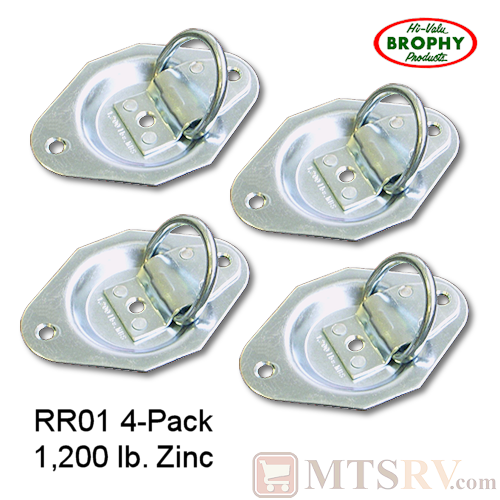 CR Brophy - Model RR01 - 4-PACK - Zinc-Plated 1.2K Diamond-Shaped Recessed Tie-Down D-Ring