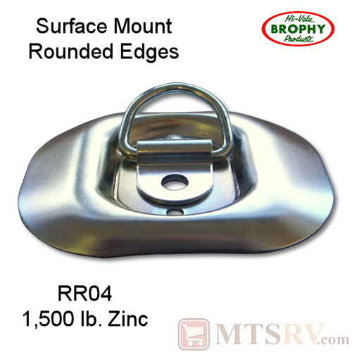 CR Brophy - Model RR04 - SINGLE - Zinc-Plated 1.5K Rounded Tie-Down D-Ring Surface Mount