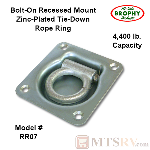 CR Brophy - Model RR07 - SINGLE - Zinc-Plated 4.4K Square Recessed Tie-Down D-Ring