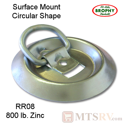 CR Brophy - Model RR08 - SINGLE - Zinc-Plated 800 lb. Circular Tie-Down D-Ring Surface Mount