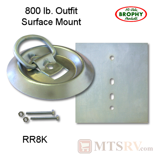 CR Brophy - Model RR8K - SINGLE - Zinc-Plated 800 lb. Circular Tie-Down Surface D-Ring Kit w/ Mounting Hardware