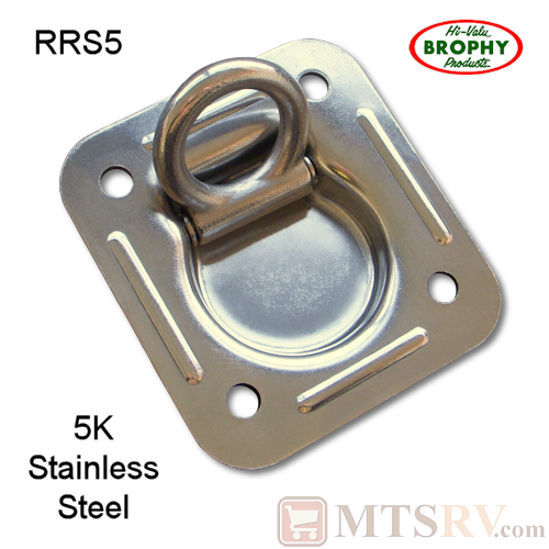 CR Brophy - Model RRS5 - SINGLE - Stainless Steel 5K Square Recessed Tie-Down D-Ring
