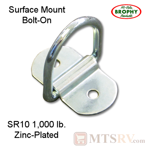 CR Brophy - Model SR10 - SINGLE - Zinc-Plated 1K Surface Mount Bolt-On Tie-Down D-Ring