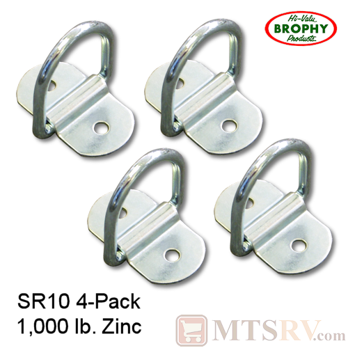 CR Brophy - Model SR10 - 4-PACK - Zinc-Plated 1K Surface Mount Bolt-On Tie-Down D-Ring