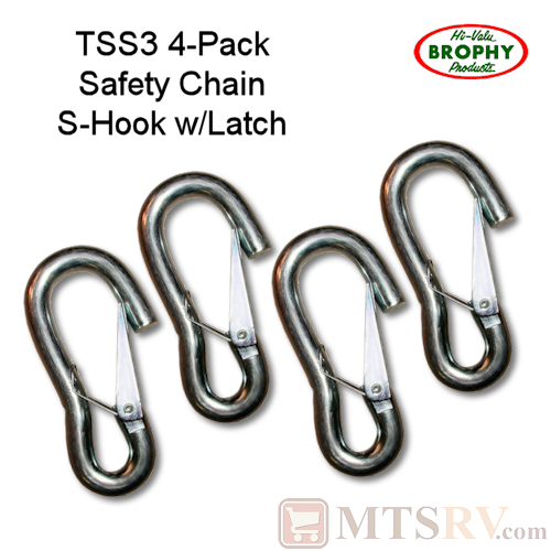 CR Brophy TSS3 Trailer Safety Chain Latching S-Hook - 4-PACK - 5,500 lbs/each - NEW