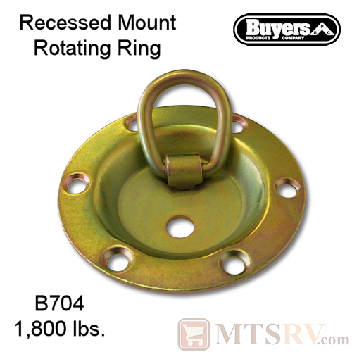 Buyers  - Model B704 - SINGLE - Yellow-Zinc-Plated 1.8K Circular Rotating Tie-Down D-Ring Recessed Mount