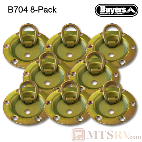 Buyers  - Model B704 - 8-PACK - Yellow-Zinc-Plated 1.8K Circular Rotating Tie-Down D-Ring Recessed Mount