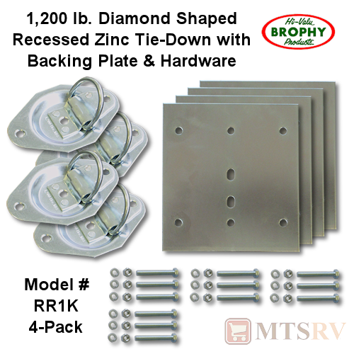 Brophy RR1K 1.2K Zinc Diamond Tie Down Kit w/Hardware - 4-PACK