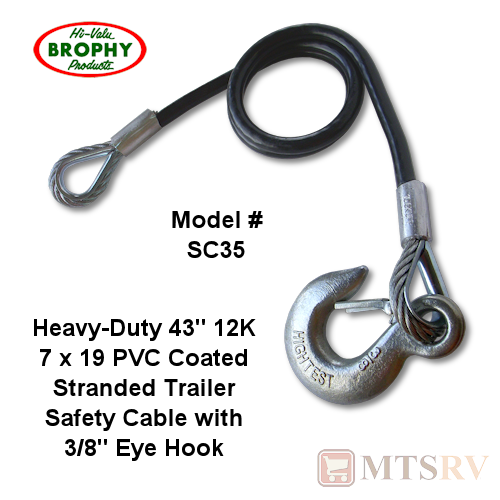 Brophy SC35 3/8" Coated Safety Cable with Hook