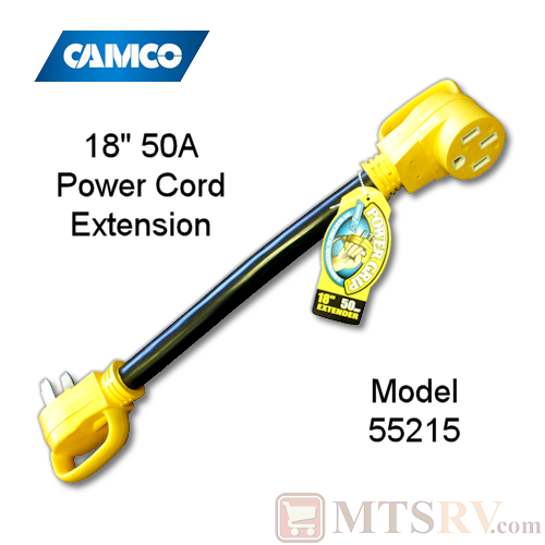 Camco RV 50A 18" Electrical Power Cord Extender with Power Grip Handles - 125V/250V - Model 55215