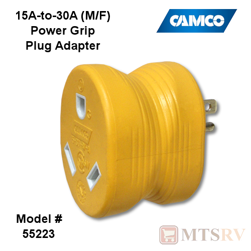 Camco RV 15A-to-30A (M/F) Yellow Plug Adapter