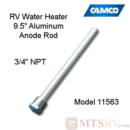 Camco RV 9.5" Aluminum Anode Rod - 3/4" NTP - Model 11563 - for Morflo/Suburban Steel Water Heaters