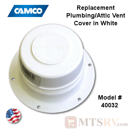 Camco RV Plumbing/Attic Vent Cover - WHITE (Polar White) - Model 40032 - USA Made