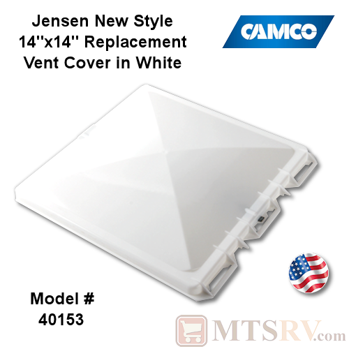Camco RV 14x14 Replacement Dome Vent Cover in White - Jensen New Style - Model 40153 - USA Made