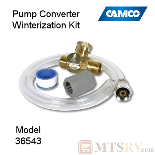 Camco RV Pump Converter Winterizing Kit - 3-Way Brass Water Valve - Model 36543