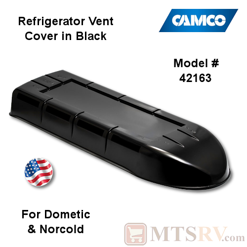 Camco RV Replacement Refrigerator Vent Cover Top - BLACK - Model 42163 - fits Dometic & Newer Norcold Bases