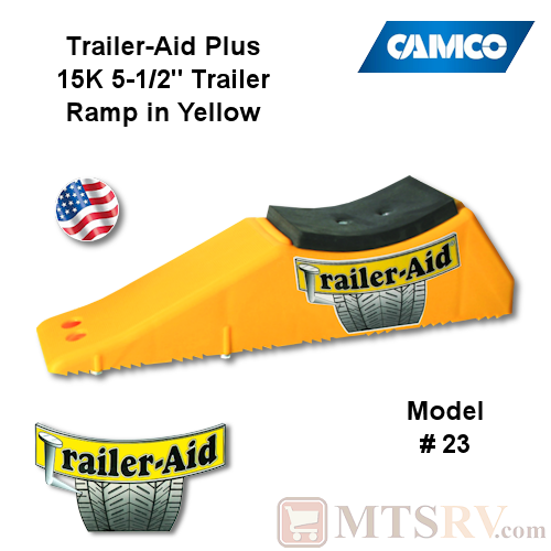 Camco RV Trailer-Aid Plus Trailer Tire Changing Ramp in Yellow - 15,000 lbs. - 5-1/2" Lift - USA Made