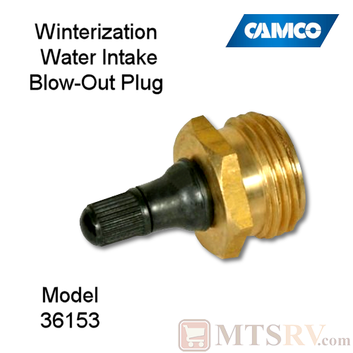 Camco RV 50psi Brass Winterization Water Intake Blow-Out Plug - Model 36153
