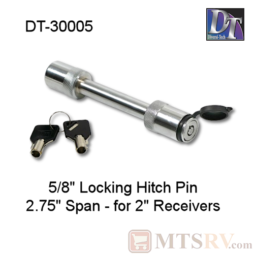 Diversi-Tech DT-30005 5/8 Standard Span Chrome Plated Forged Steel Locking Hitch Pin with 2 Round Tube Keys