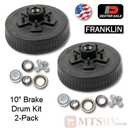 Dexter Axle 10" Brake Drum Kit w/Bearings & Nuts - 2 SETS - 3500# Axle 5x4.5" - HUB 8-247-5 - USA Made