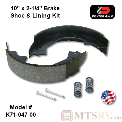 Dexter Axle 10" x 2-1/4" Brake Shoe And Lining Kit - 1 SET - K71-047-00 - USA Made