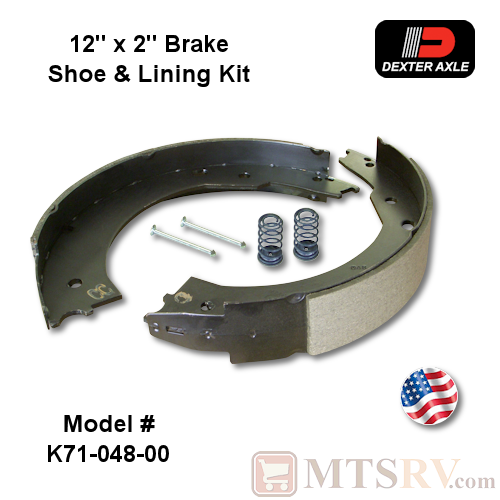 Dexter Axle 12" x 2" Brake Shoe And Lining Kit - 1 SET - K71-048-00 - USA Made