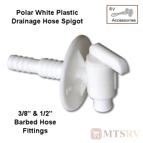 Drain Hose Spigot with Flange - 3/8" & 1/2" Barbed Hose Fitting