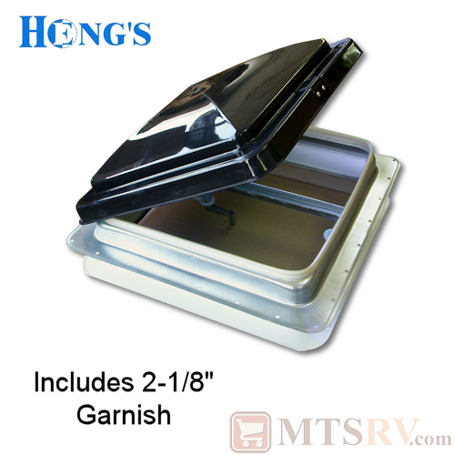 Hengs 14"x14" RV/Trailer Complete Roof Vent with 2-1/8" Garnish - Metal Flange - SMOKE COVER - SINGLE