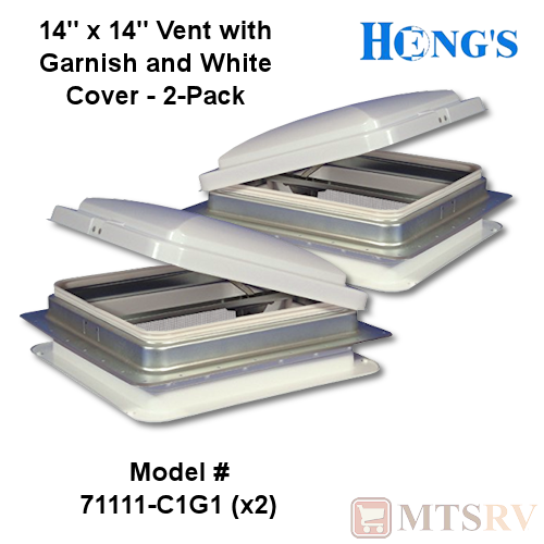Hengs 14x14" Manual Roof Vent in White w/Garnish - 2-PACK