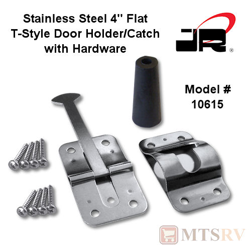JR Products 4" TStyle Stainless Steel Door Holder with Mounting Screws