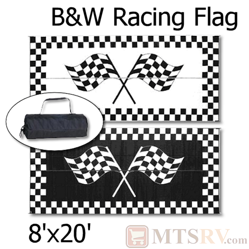 MMI Reversible Patio Awning Mat - 8x20' - B&W Racing Flag
