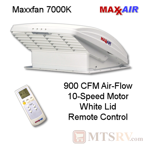 Maxxair MAXXFAN 7000K 12v Deluxe FAN vent w/ 12" Blade Rain Shield