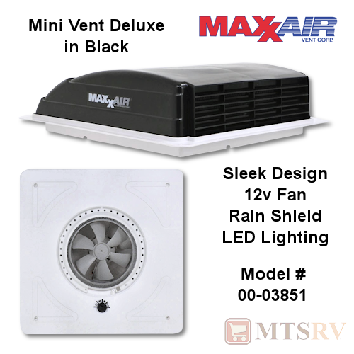 Maxxair Mini Vent Deluxe 12-V Fan Vent in Black