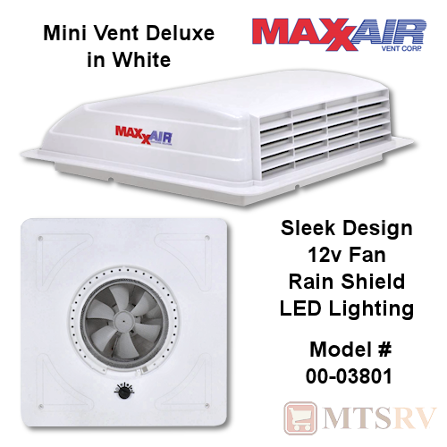 Maxxair Mini Vent Deluxe 12-V Fan Vent in White