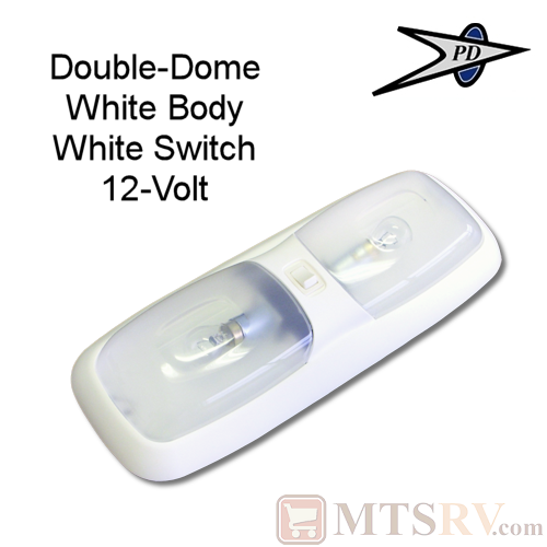 PD Double-Dome 12V White Ceiling Light w/ White Switch - 1-PACK - Euro-Style Interior Light