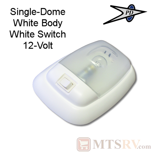 PD Single-Dome 12V White Ceiling Light w/ White Switch - 1-PACK - Euro-Style Interior Light