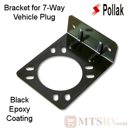 POLLAK Epoxy Coated Black Metal Mounting Bracket for 7-Way Vehicle Trailer Plug