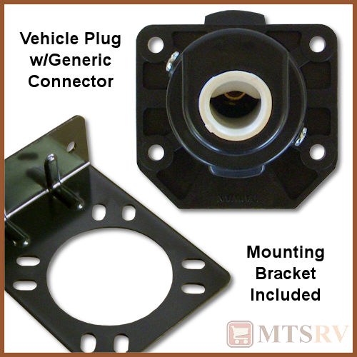 Pollak 7Way Vehicle Plug with Black Epoxy Coated Metal Mounting Bracket Generic Mount