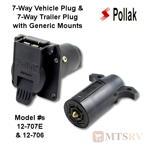 Pollak Plug Set - 7-Way Vehicle Plug & 7-Way Trailer Plug - Generic Mount