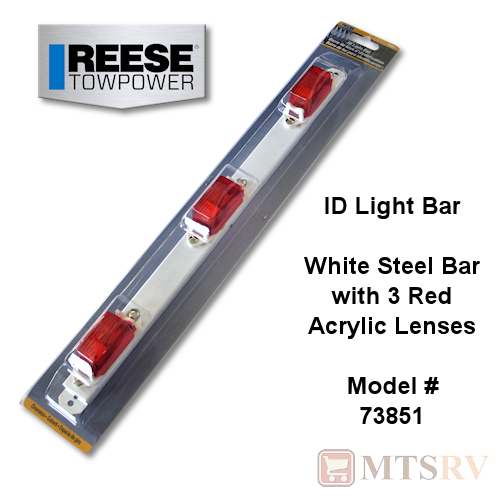 Reese ID Light Bar - 3 Red Acrylic Lights - White Steel Bar - 16.5" Length x 1" Width - 73851